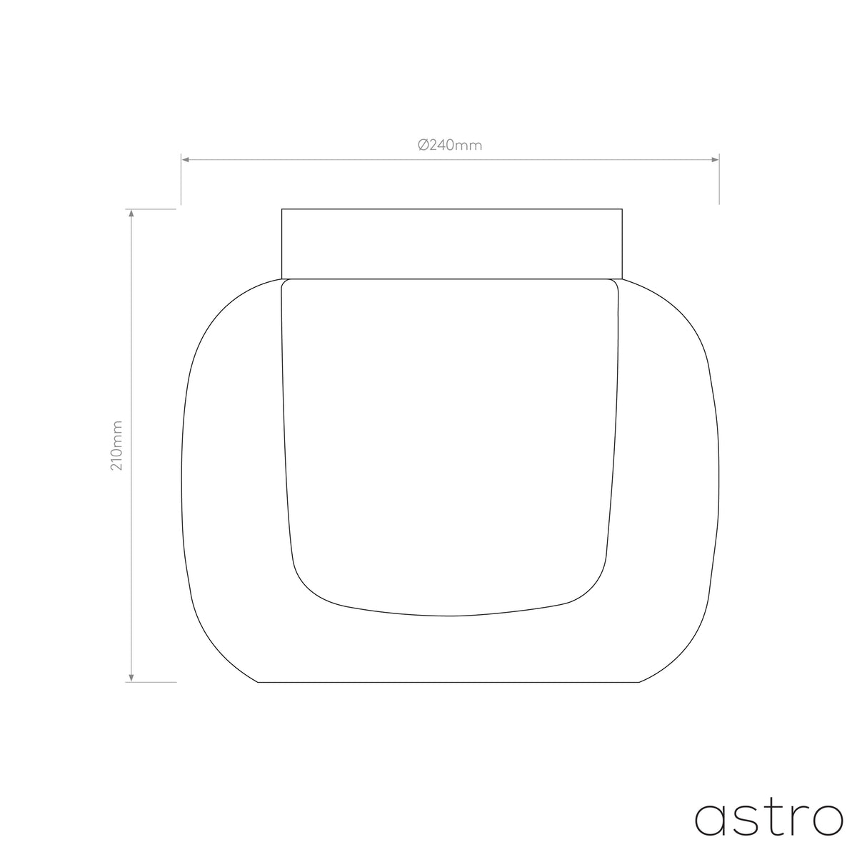 Technical drawing of a light fixture, showing a diameter of 240mm and a height of 210mm