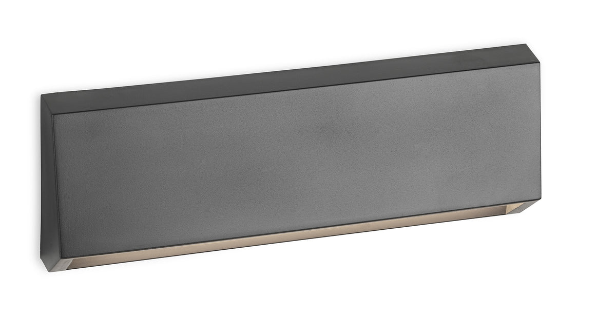 Rectangular grey wall light with a downward-facing light strip