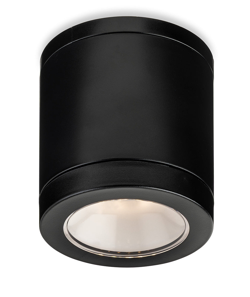Black cylindrical ceiling light with a white diffuser