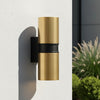 Hampton IP54 Exterior Up and Down Wall Light in Brushed Brass