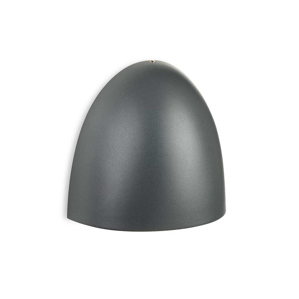 Dark grey dome-shaped outdoor wall light with a textured finish