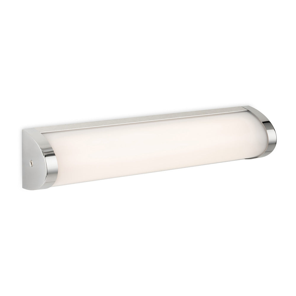 Chrome finish LED vanity light with a frosted diffuser