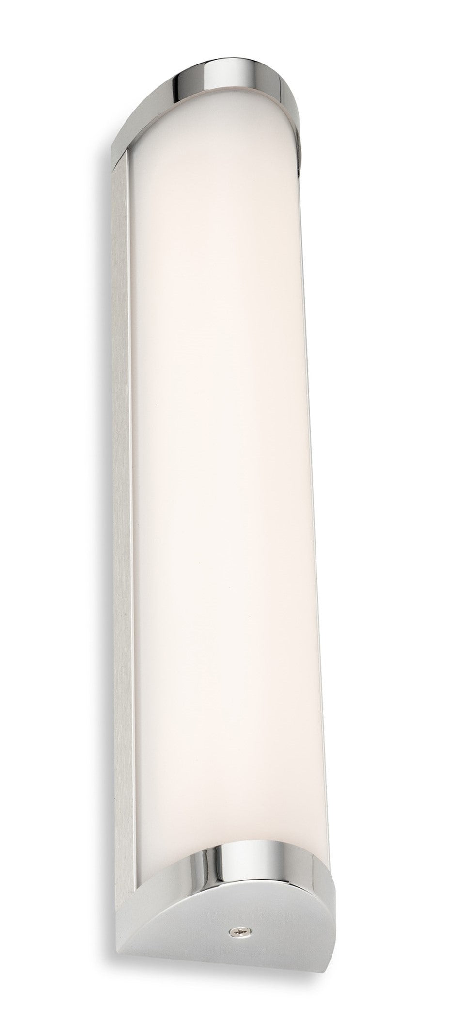 Brushed nickel wall sconce with a rectangular frosted glass shade