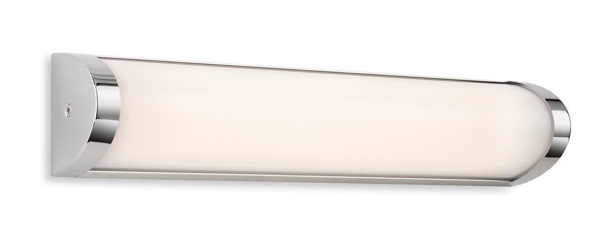 Chrome and white vanity light fixture