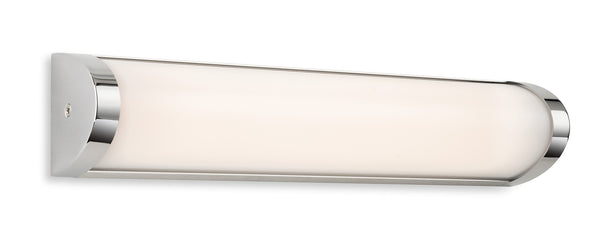 Chrome and white vanity light fixture