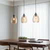 Soho Single Drop Pendant in Matt Black with Amber Decorative Glass Shade
