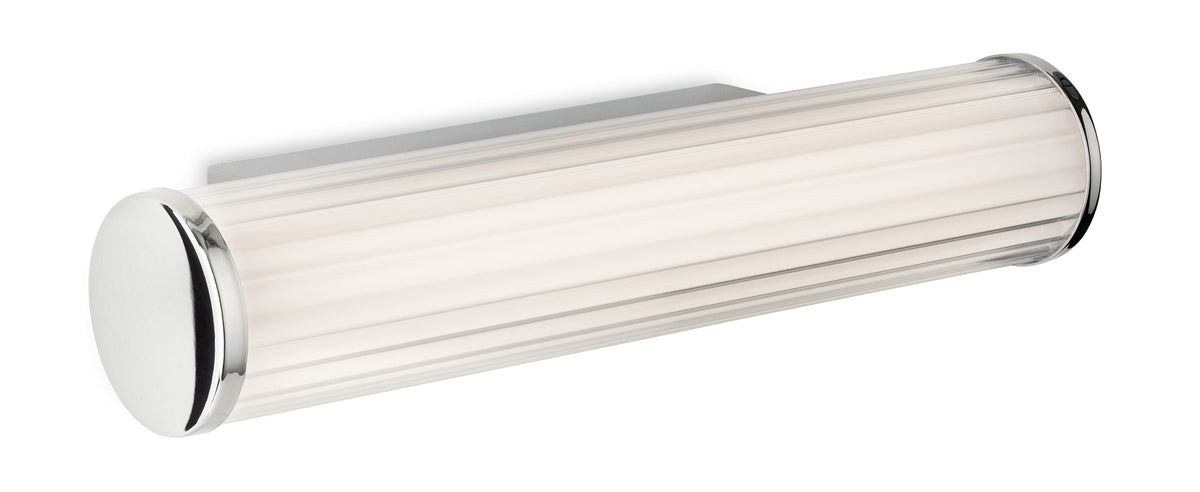 Chrome and ribbed glass wall light