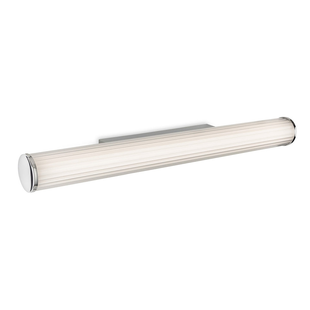 Chrome and white fluted tubular wall light