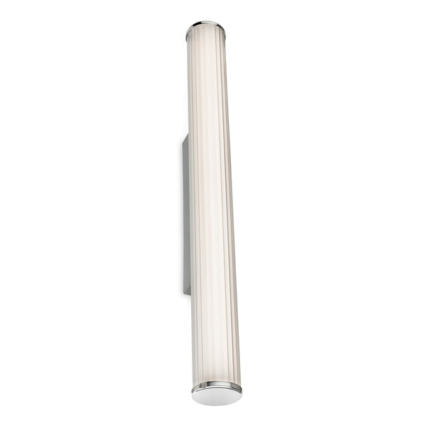 Vertical ribbed glass wall sconce with chrome accents
