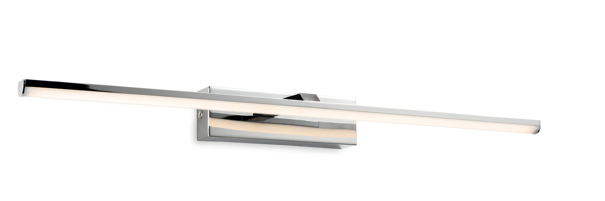 Chrome LED vanity light with a rectangular backplate and a horizontal bar light