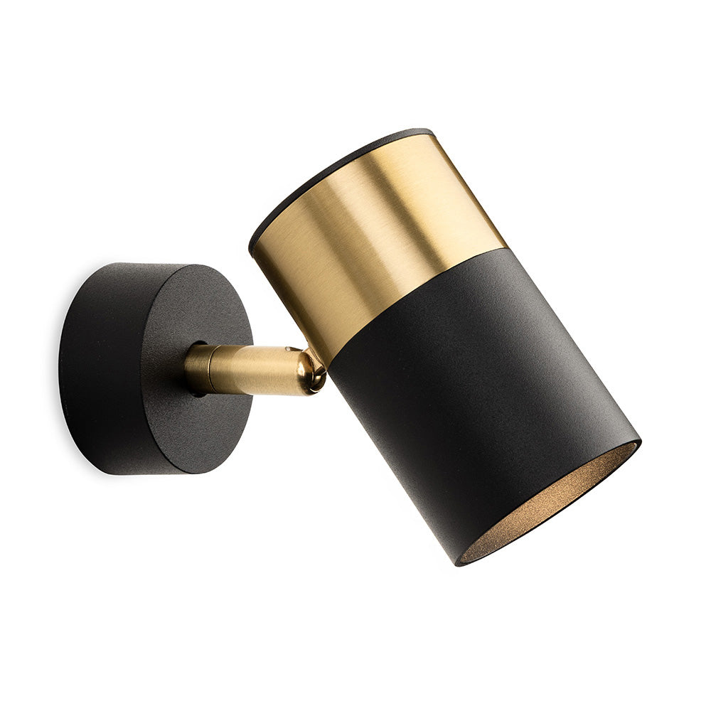 Black and brass wall-mounted spotlight