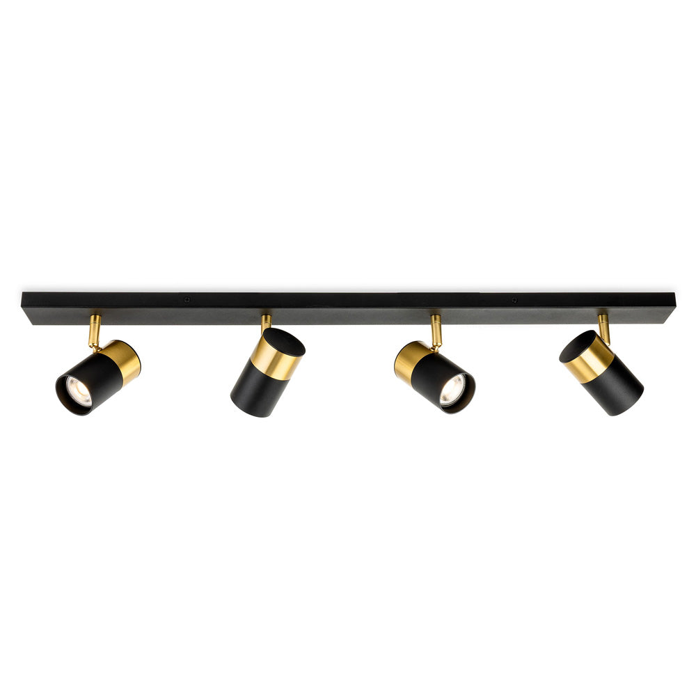 Black and gold four-light track lighting fixture