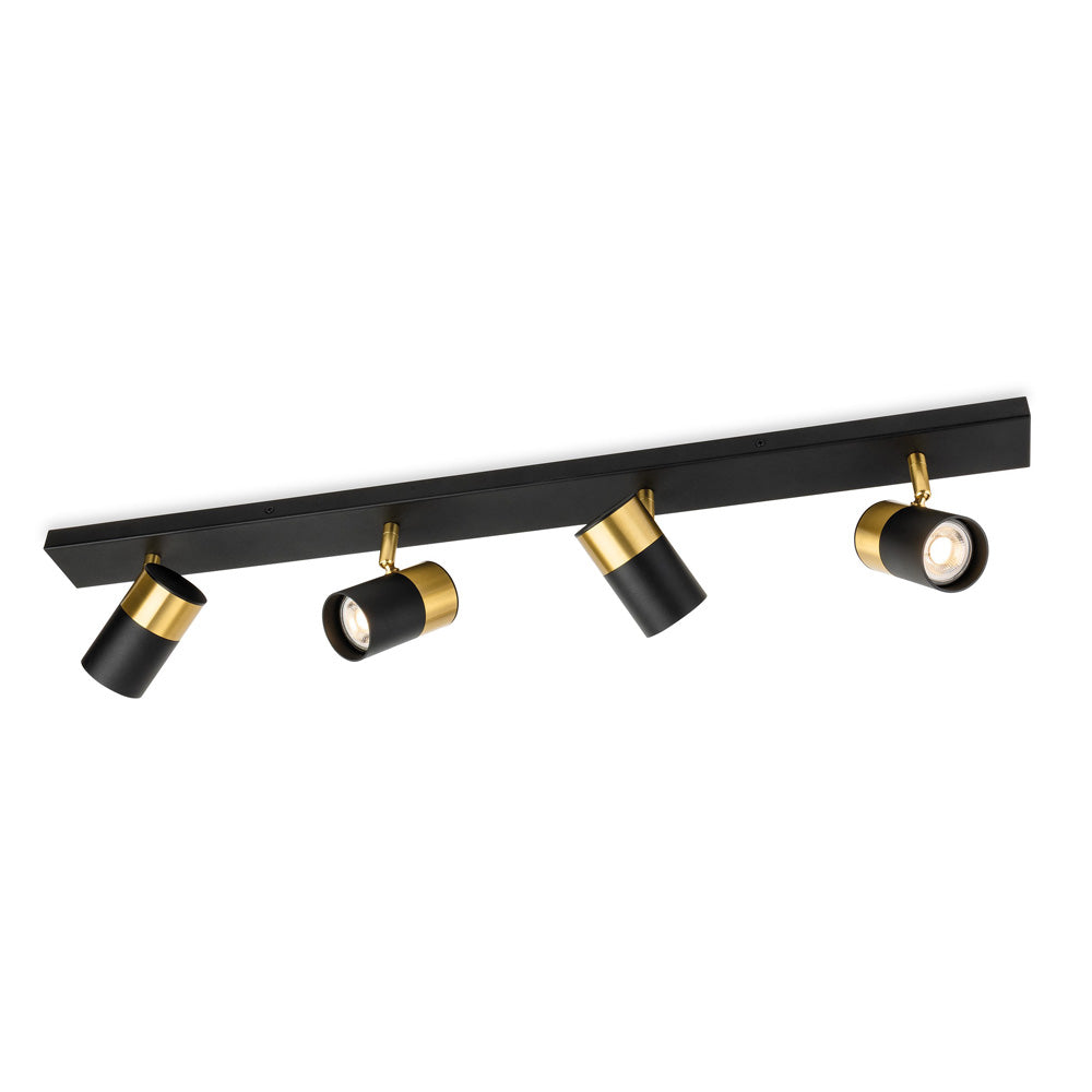 Black and gold four-light track lighting fixture