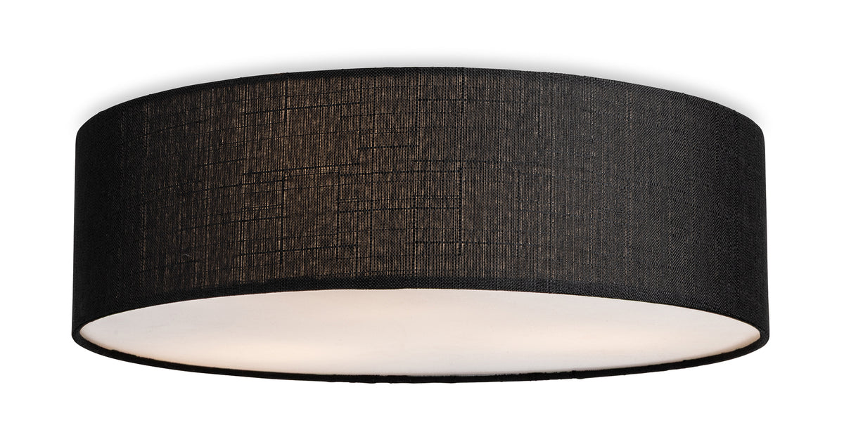 Black fabric ceiling light with a white interior