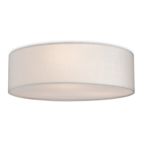 White fabric drum ceiling light fixture