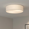 Camden Flush Ceiling Light in Cream Linen with White Diffuser