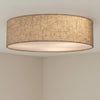 Camden Flush Ceiling Light in Oyster Linen with White Diffuser