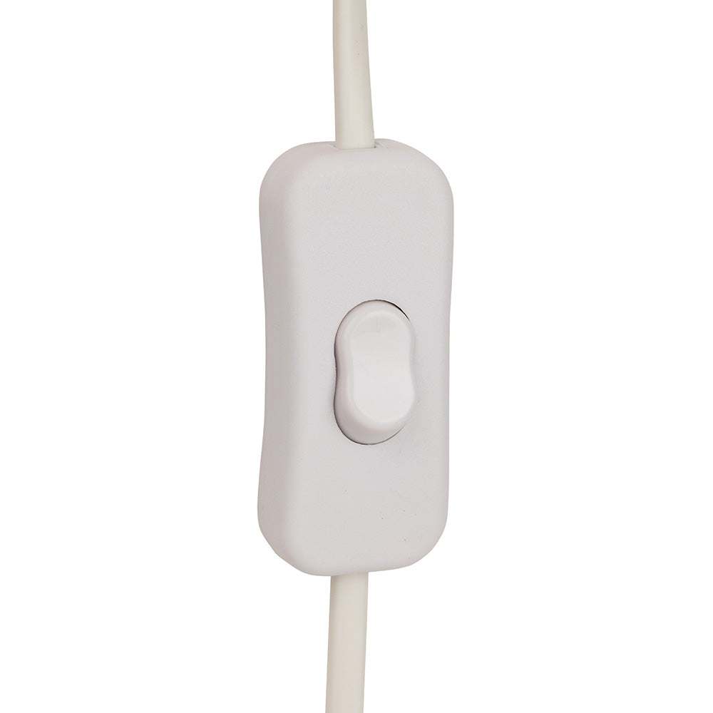 White inline cord switch on a white electrical cord
