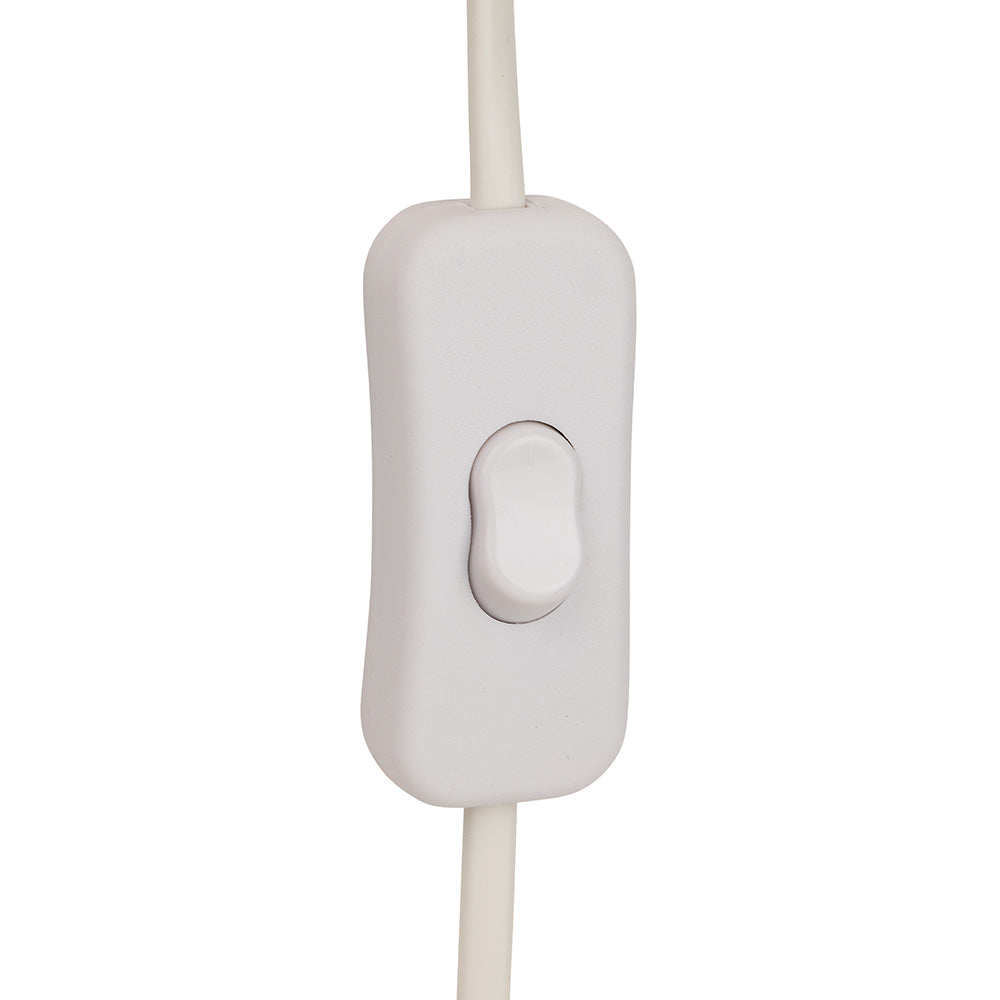 White inline cord switch with an oval button