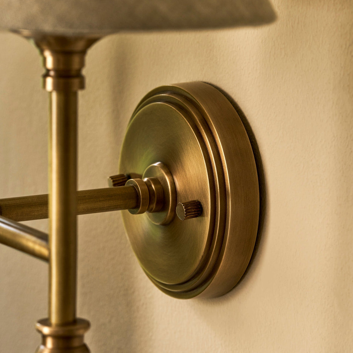 Kelmscot Twin Antique Brass Light with Linen Shades