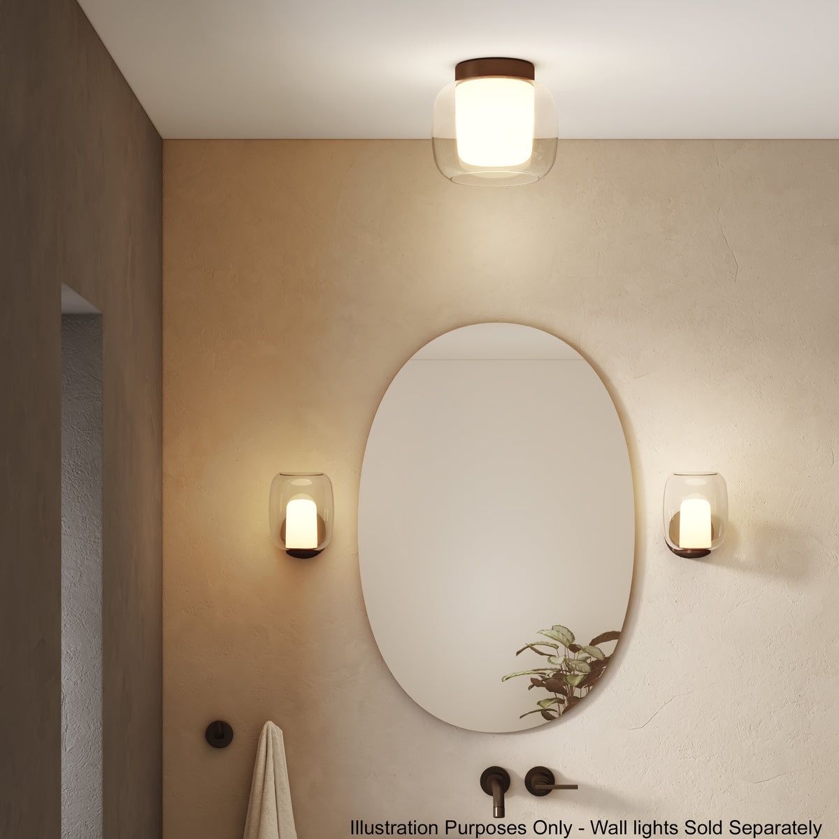 Aquina 240mm IP44 Ceiling Light in Matt Black