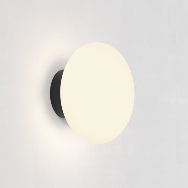 Zeppo IP44 Opal Glass Bathroom Wall Light in Matt Black