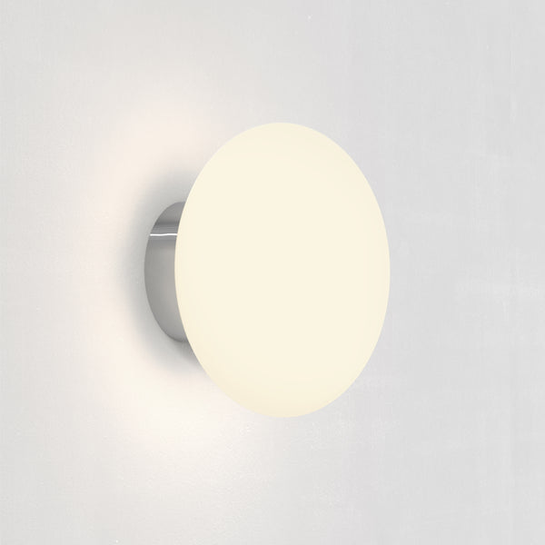 Zeppo IP44 Opal Glass Bathroom Wall Light in Polished Chrome