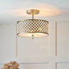 Hudson 3 Light Ceiling Semi Flush Fitting in Antique Brass