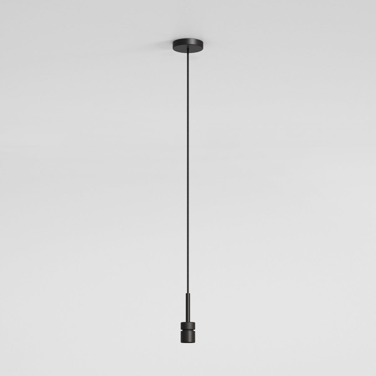 Pendant in Matt Black with Curve Glass 285 Shade in Clear Glass