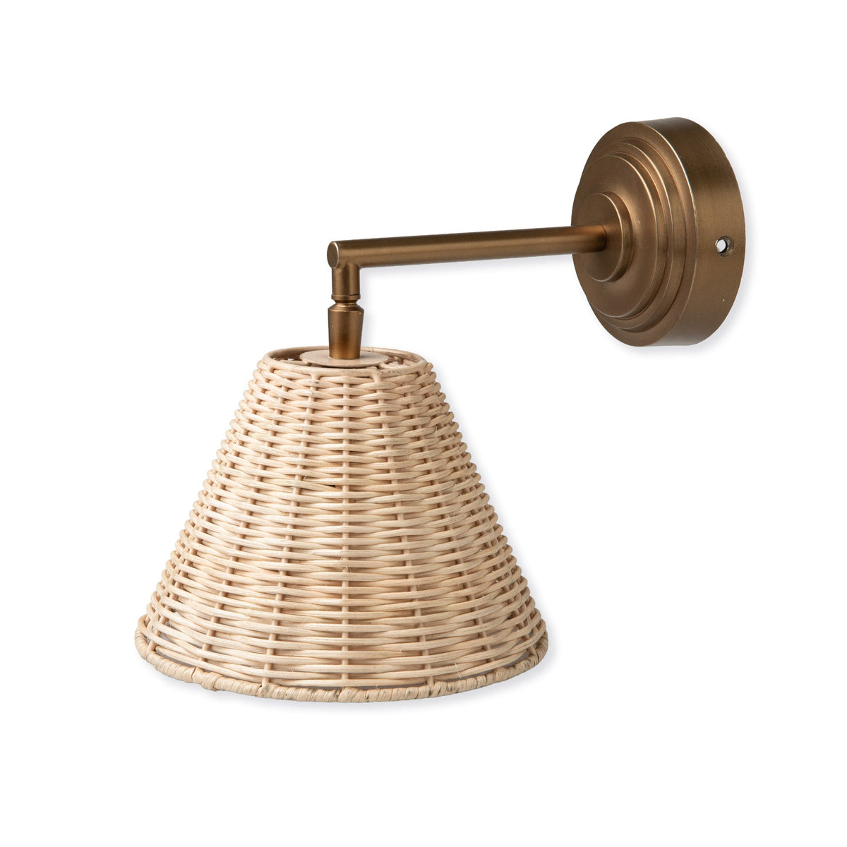 Hatherley Antique Brass Wall Light With Rattan Shade