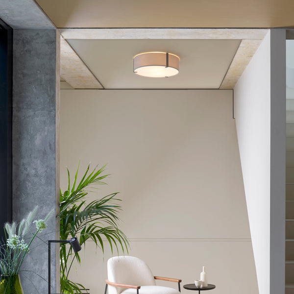 Salina 400 Ceiling Light in Putty Fabric with Metal Bronze Detail