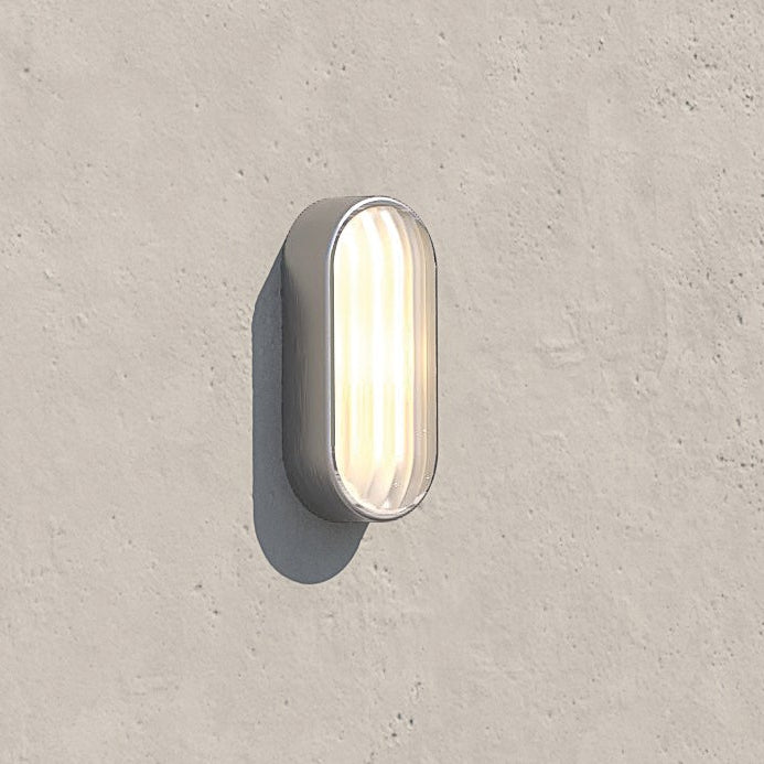 Montreal Oval IP44 Exterior Wall Light in Brushed Stainless Steel