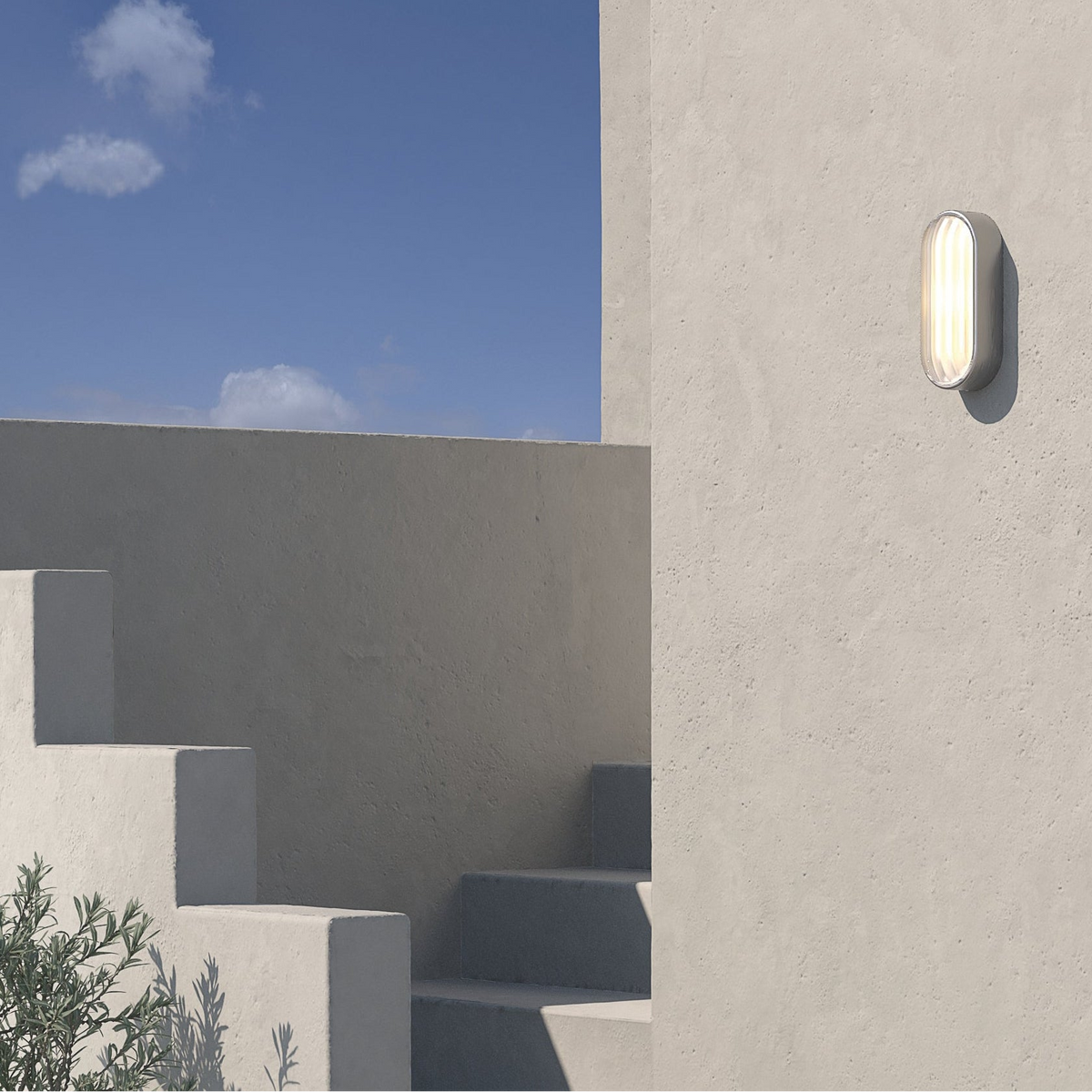 Montreal Oval IP44 Exterior Wall Light in Brushed Stainless Steel