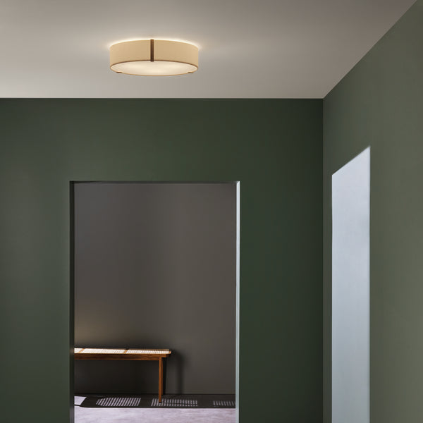 Salina 550 Ceiling Light in Putty Fabric with Metal Bronze Detail
