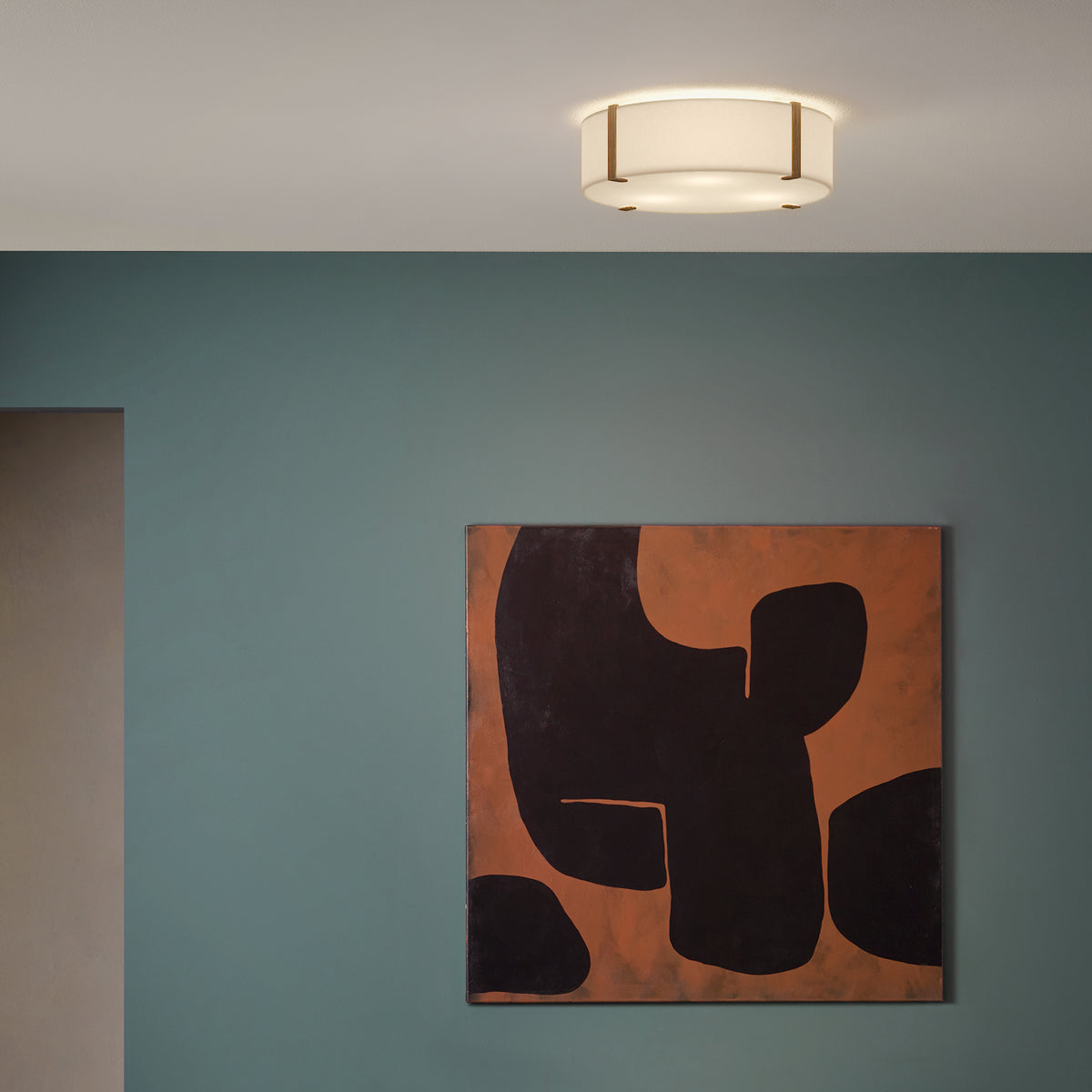 Elba Round 450 Shade in White with Bronze Detailing