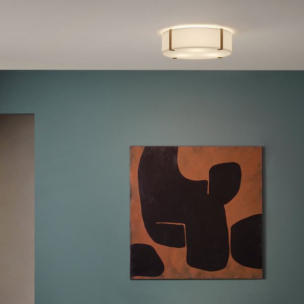 Elba Round 450 Shade in White with Bronze Detailing