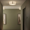 Salina 400 Ceiling Light in White Fabric with Metal Bronze Detail