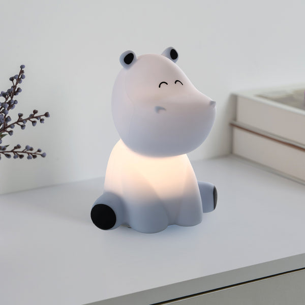 Castellino LED-RGBW Blue Hippo USB Chargeable Childrens Night Light