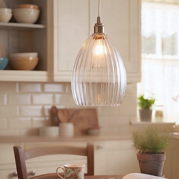 Victory 1 Pendant with Clear Glass with Antique Brass Detailing