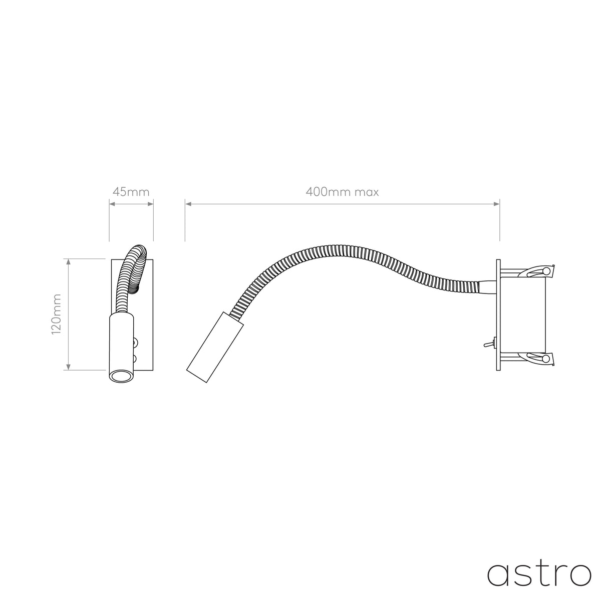 Leo Switched LED Recessed Reading Wall Light in Bronze