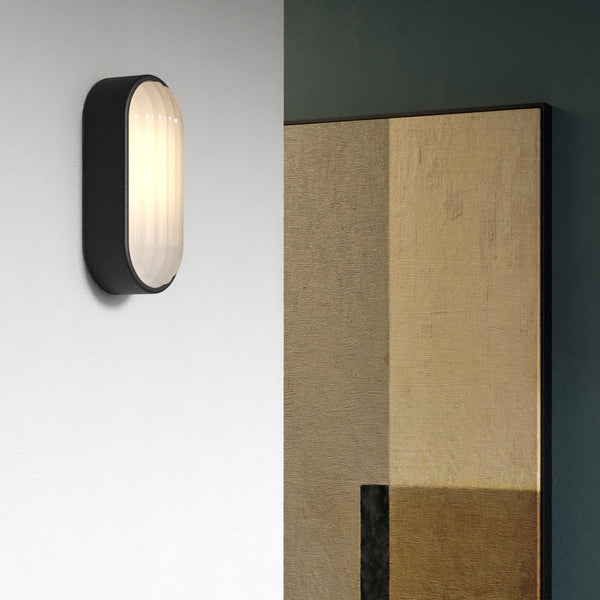 Montreal Oval IP44 Exterior Wall Light in Textured Black