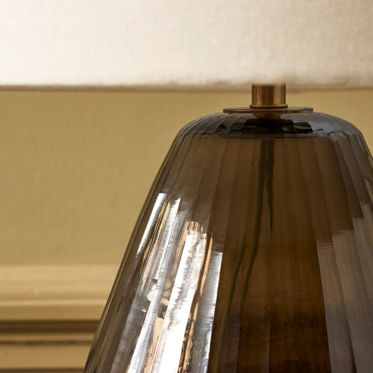 Alderton Antique Brown Glass Table Lamp With Linen Shade