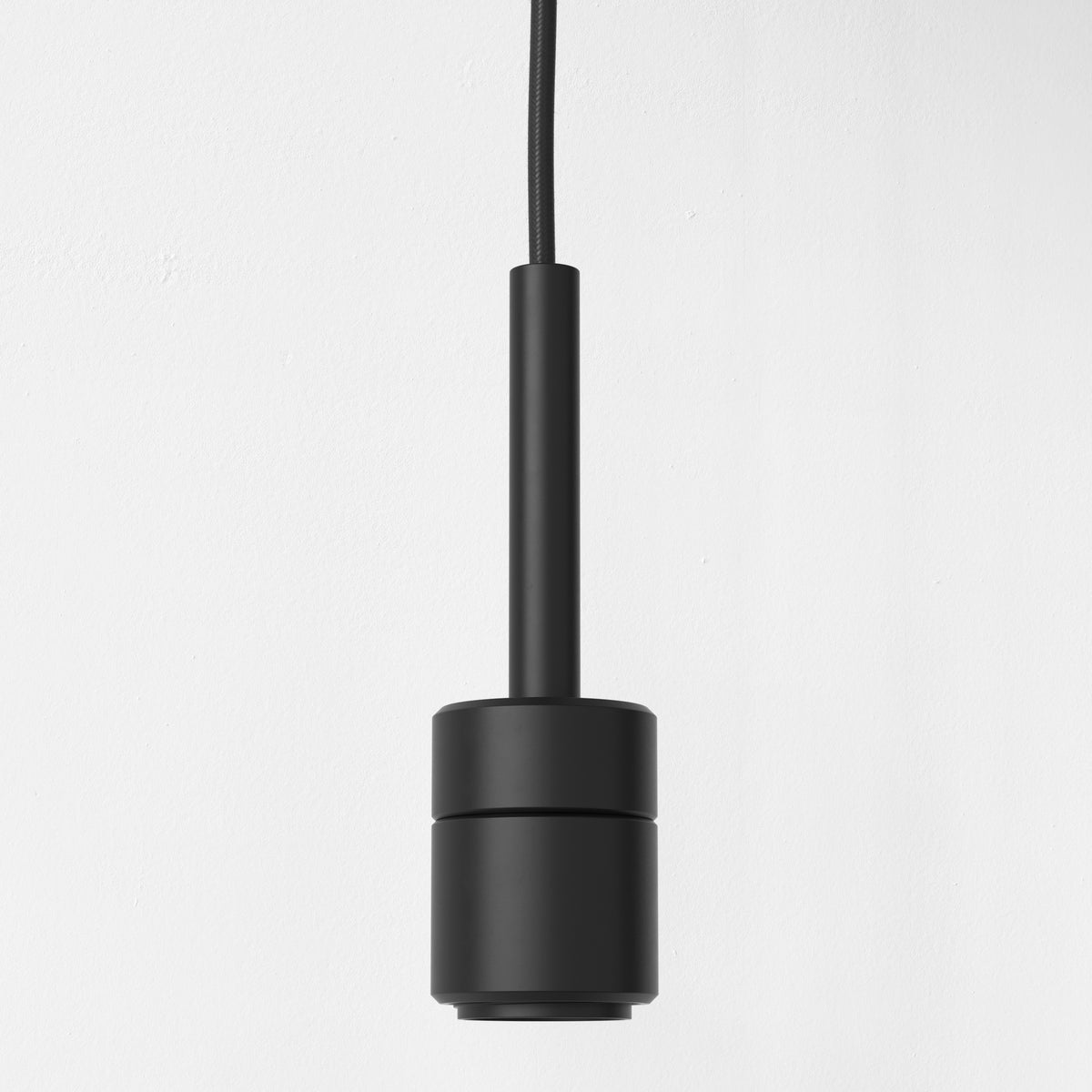 Pendant in Matt Black with Curve Glass 285 Shade in Clear Glass