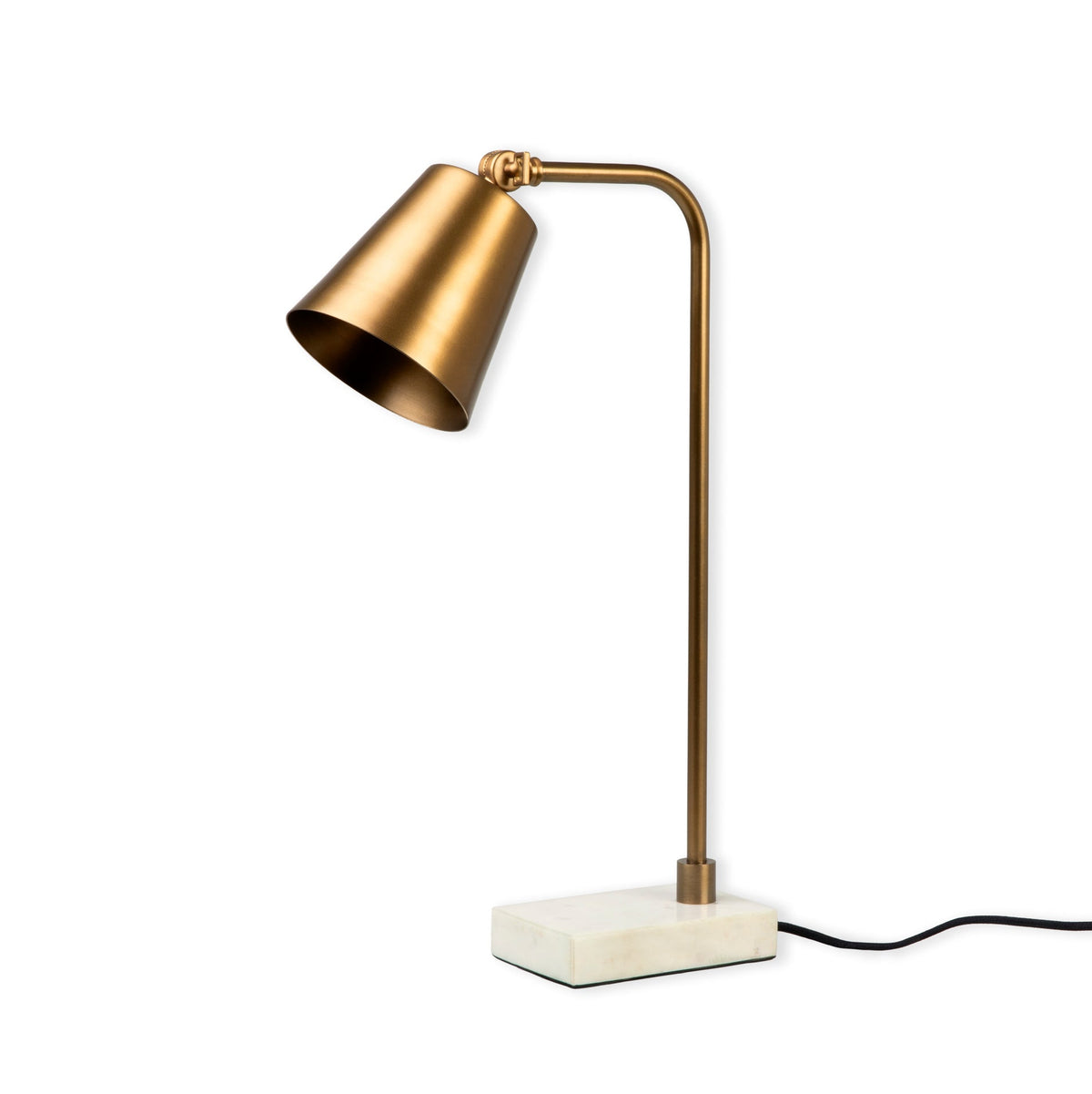 Winsley Iron Table Lamp With Marble Base In Antique Brass Finish