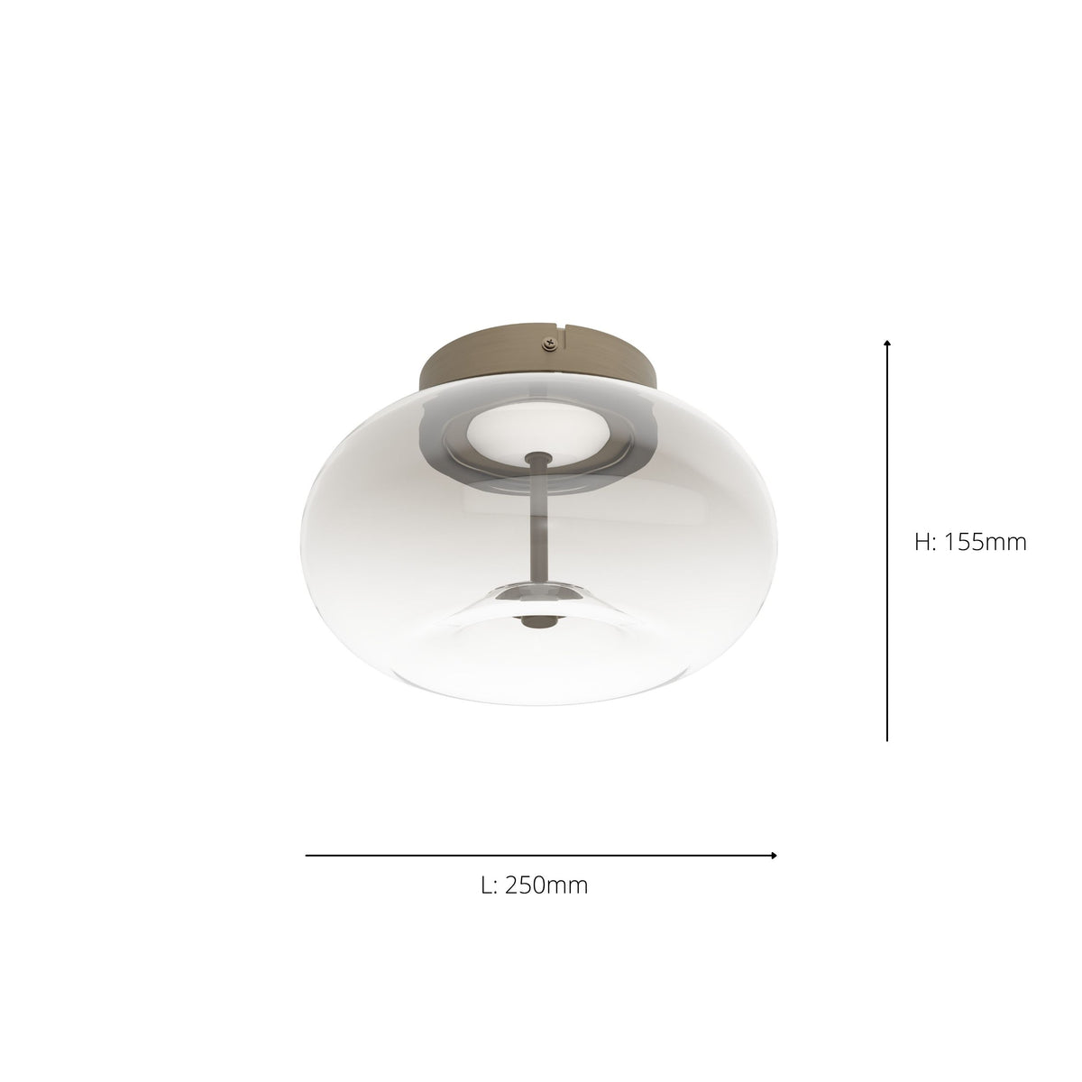 Optica 1 CCT LED Wall or Ceiling Light in Bronze with Brown Transparent Glass