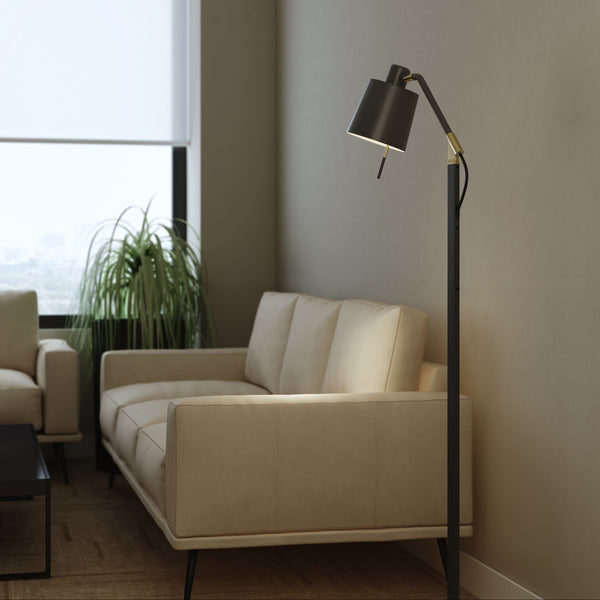 Edward Adjustable Floor Light in Matt Black