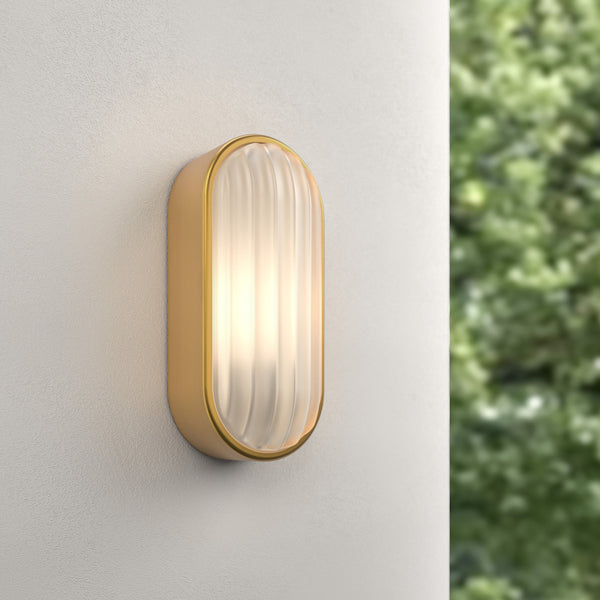 Montreal Oval IP44 Exterior Wall Light in Brushed Brass
