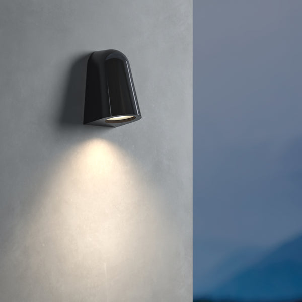 Mast IP44 Exterior Coastal Wall Light in Gloss Black