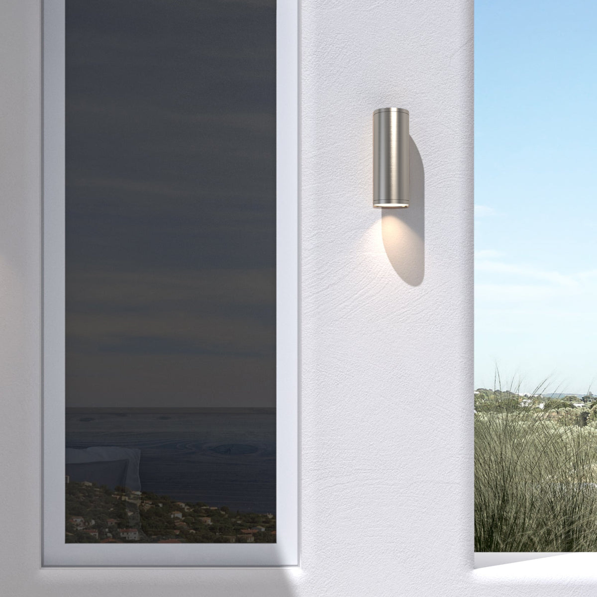 Ava 200 Coastal Wall Light in Brushed Stainless Steel