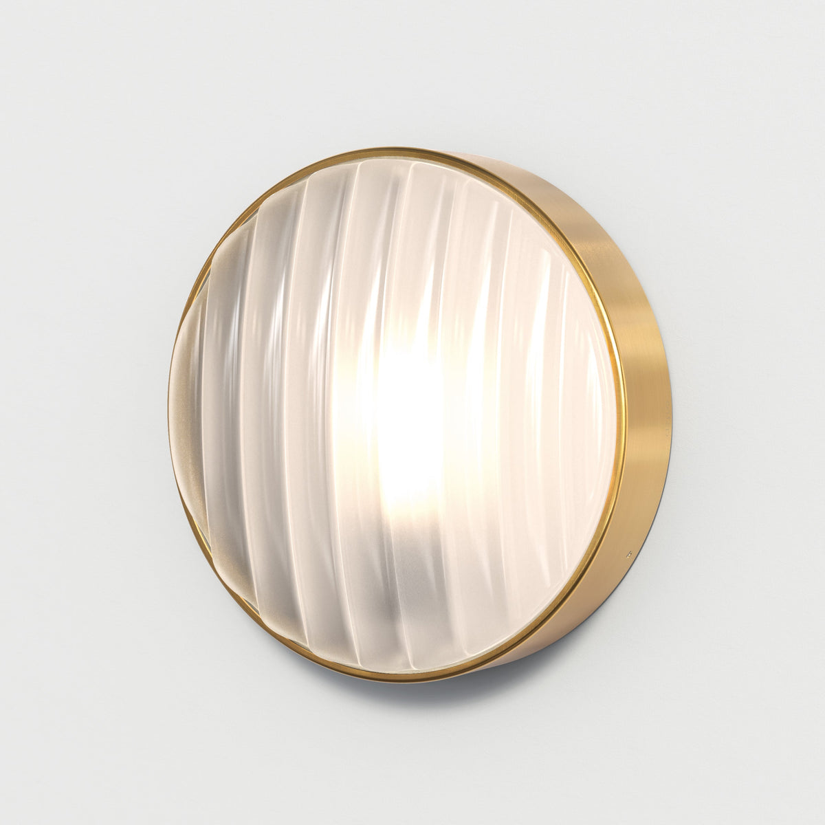 Montreal Round 300 IP44 Exterior Wall Light in Brushed Brass